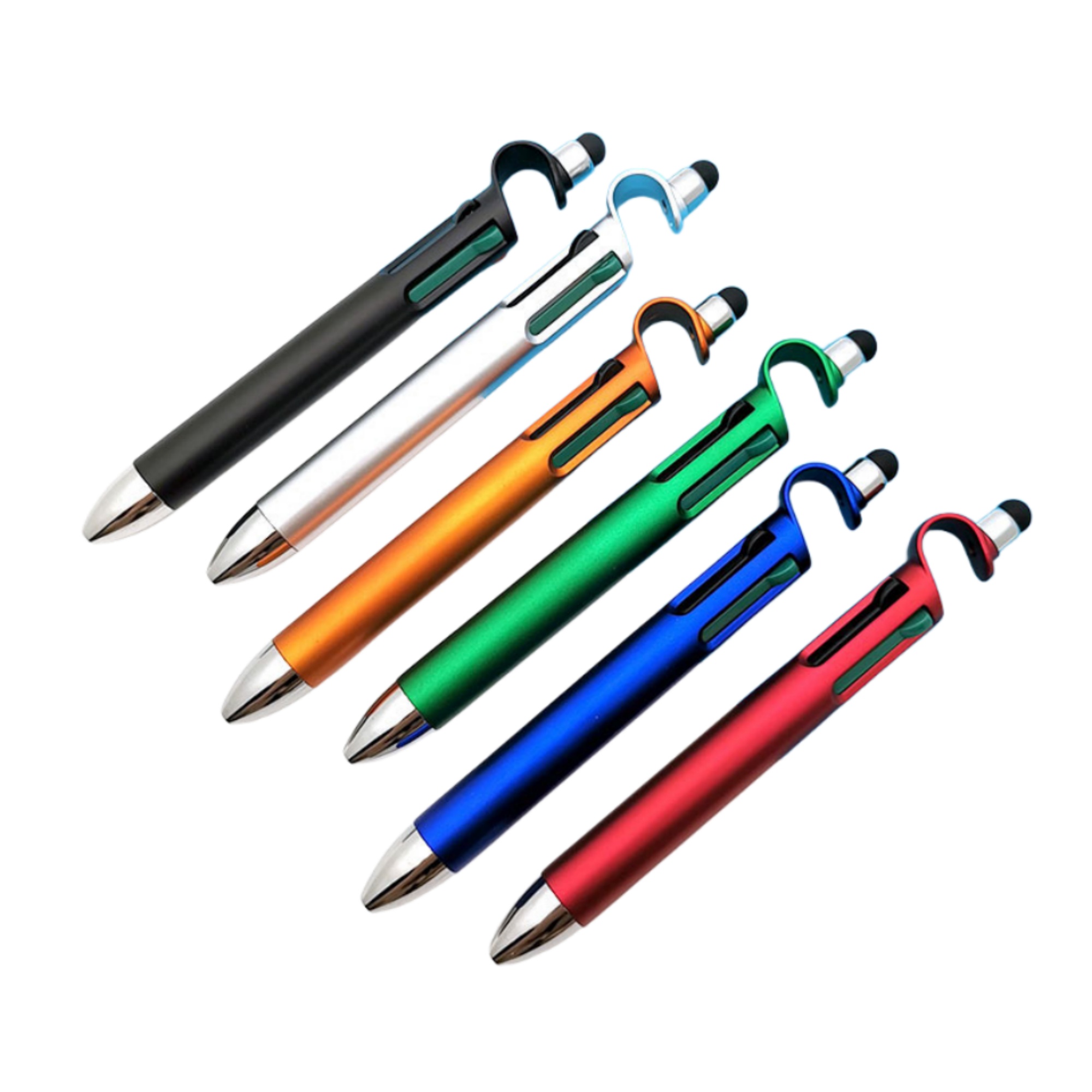 Multifunctional 4-Color Ballpoint Pens with Phone Holder + Stylue Pen 4
