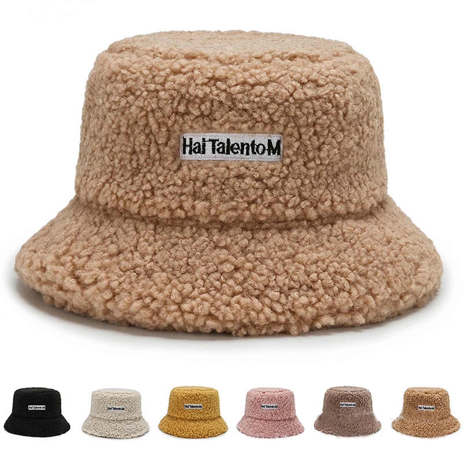 Ladies Lamb Wool Fisherman Plush Hat 3