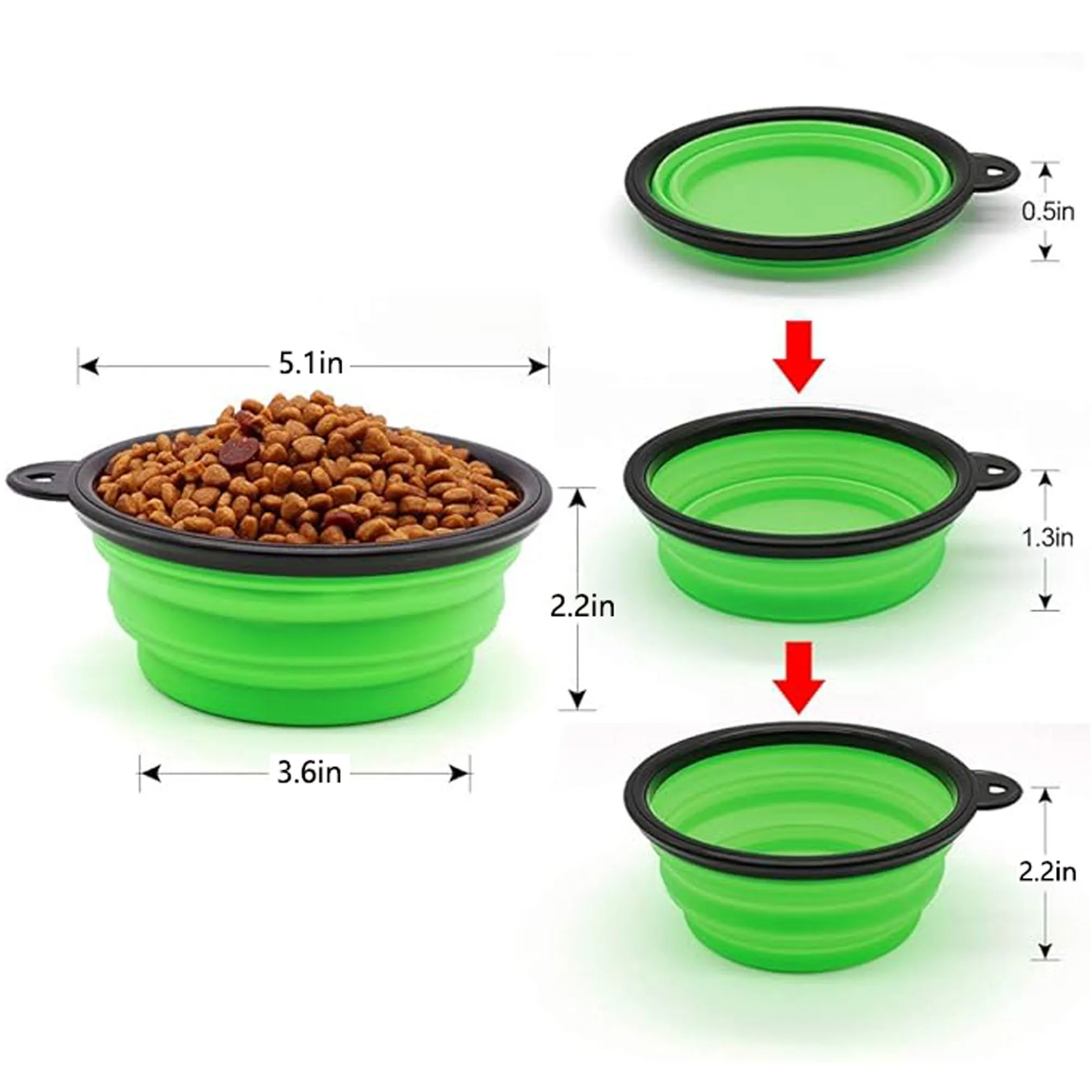 Foldable Food Dishes with Carabiner Clip 2