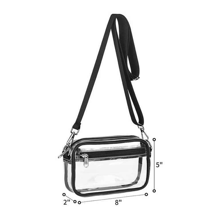 Small Clear PVC Crossbody Messenger Shoulder Bag w/ Adjustable Strap 2