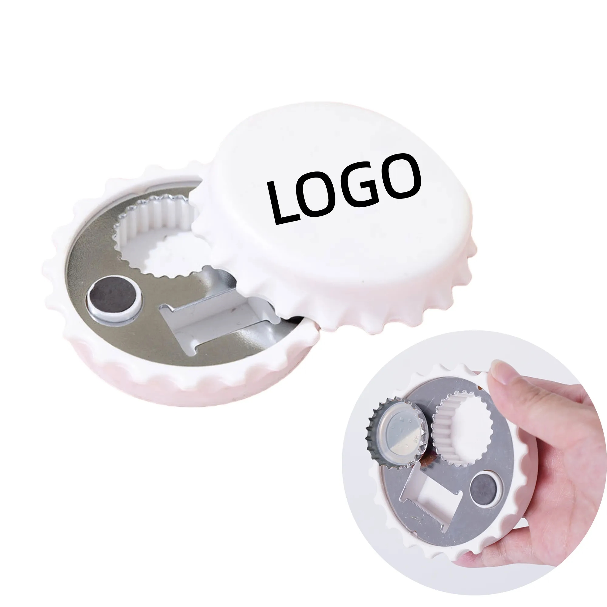 Magnetic Bottle Opener with Fridge Magnet Cap Catcher