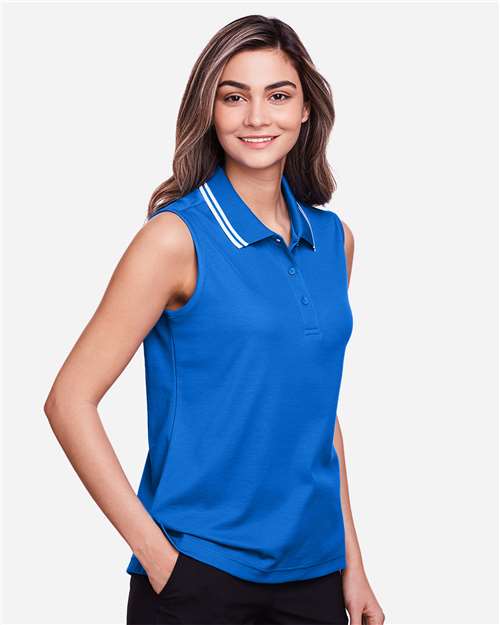 Women's CrownLux Performance® Plaited Tipped Sleeveless Polo - DG20SW 4