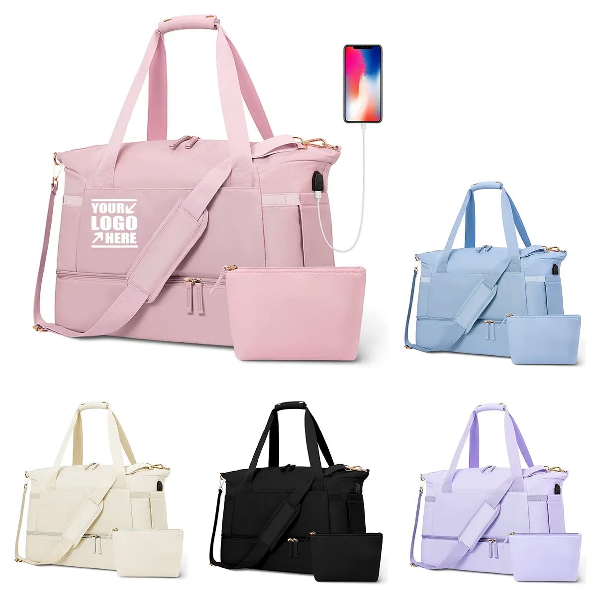 Sports Travel Duffel Gym Yoga Bag with USB Charging Port 2