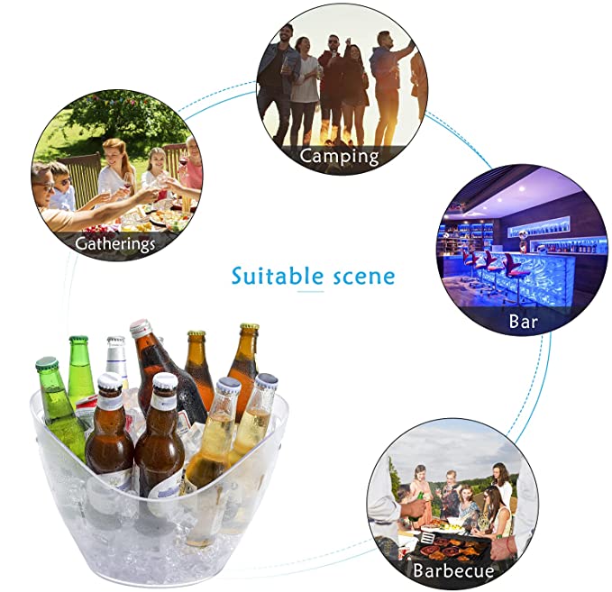 8L Large Clear Acrylic Ice Buckets Drink Containers / Built-in Carrying Handles 7