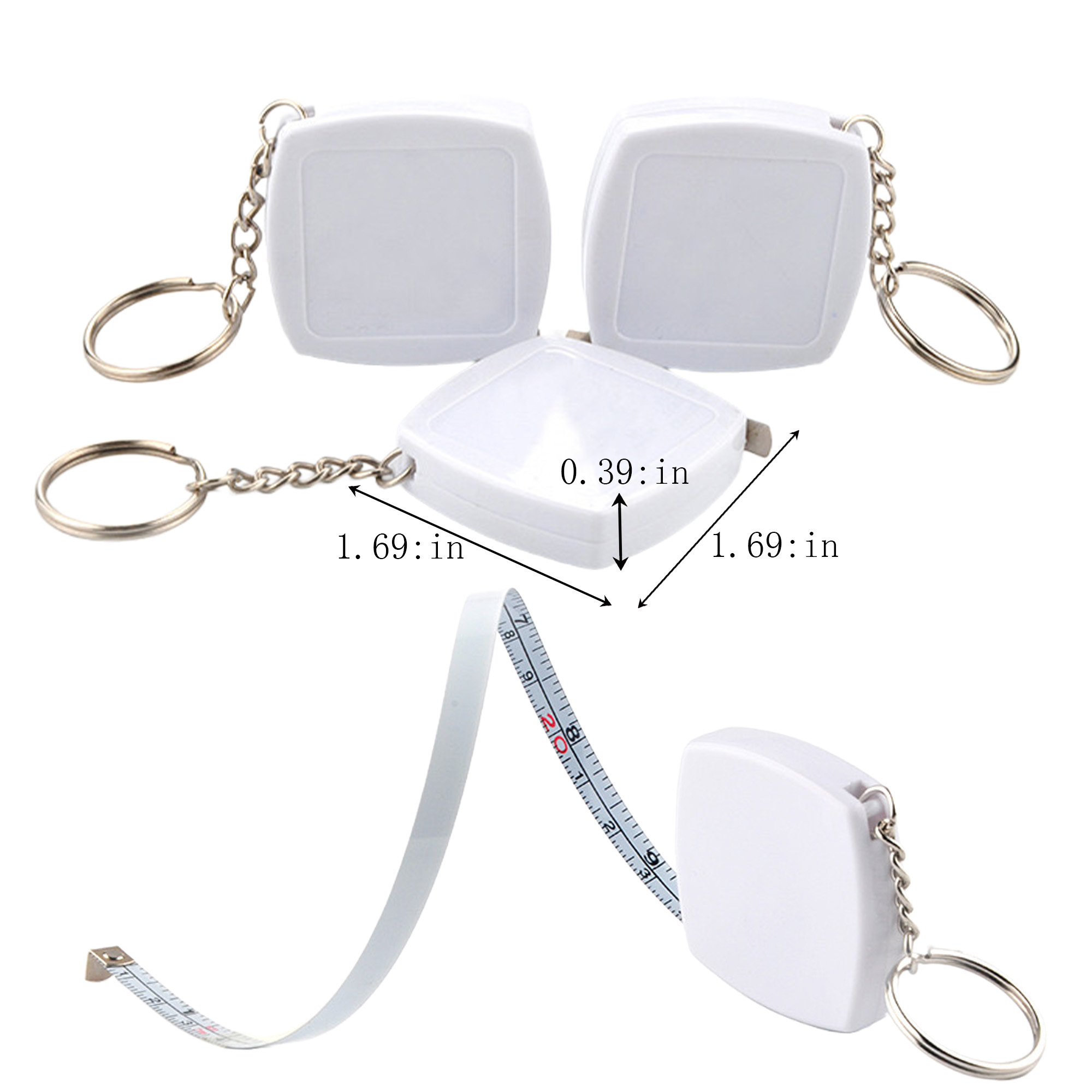Black & White Mini Keychain Tape Measure 2