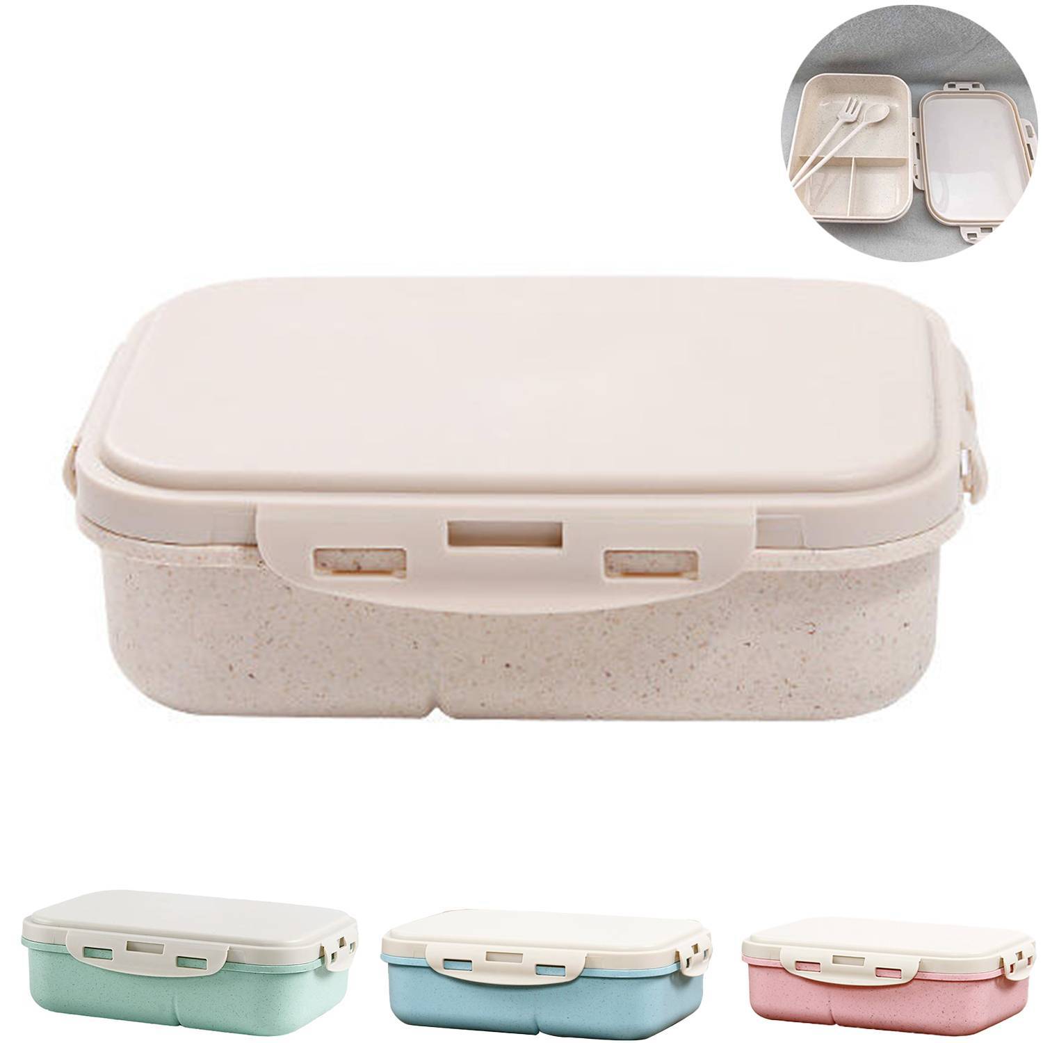 Leak Proof Wheat Straw Lunch Bento Box w/ Utensils 13