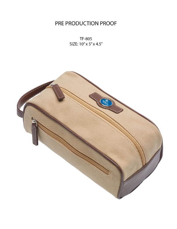 Leather and Canvas Travel Shave Kit 2