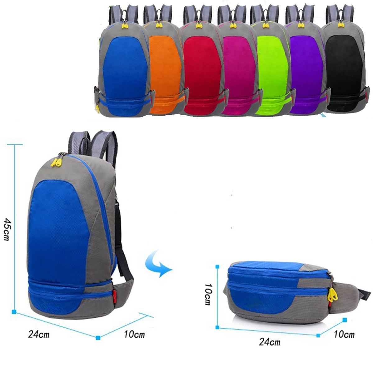Folding Backpack Waist Pack 2