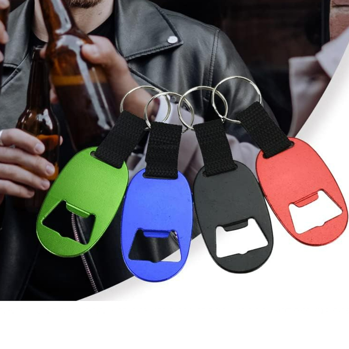 Aluminum Bottle Opener Keychain with Nylon Strap 2