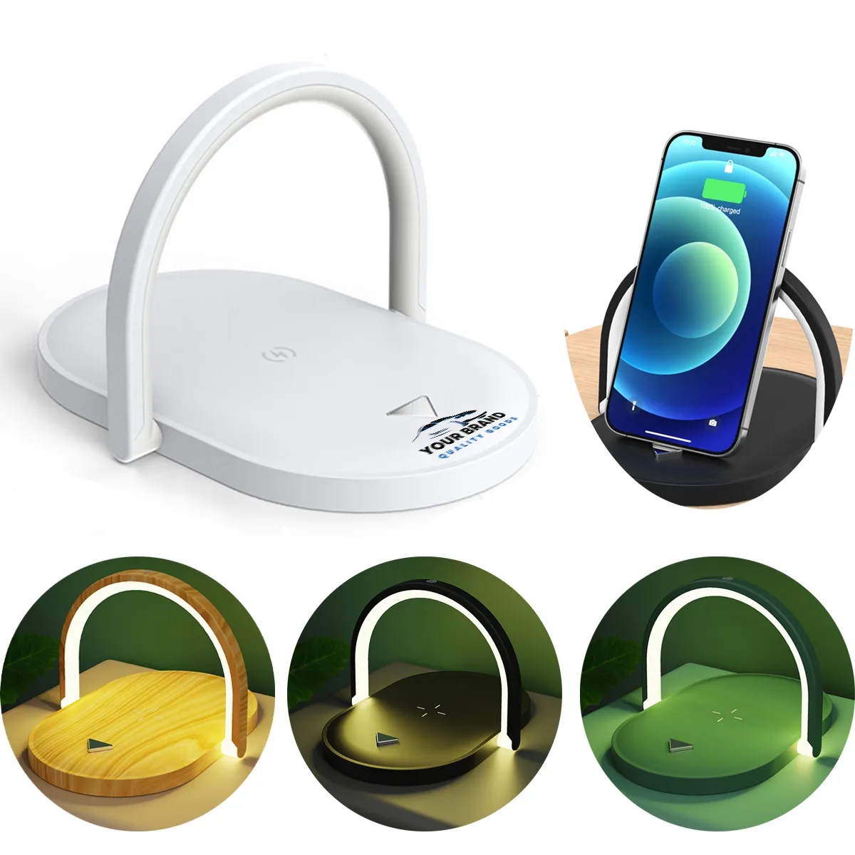 Wireless Charging Bedside Night Light Holder Three-In-One 1