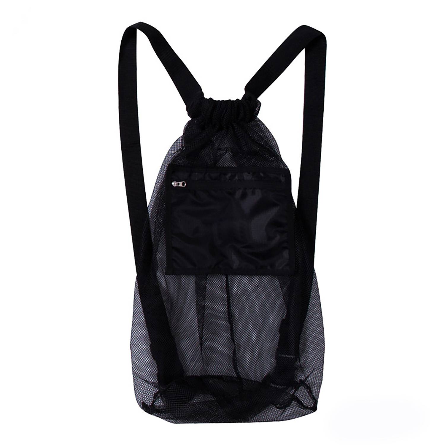 Sport Mesh Drawstring Backpack w/ Zipper Pocket 3