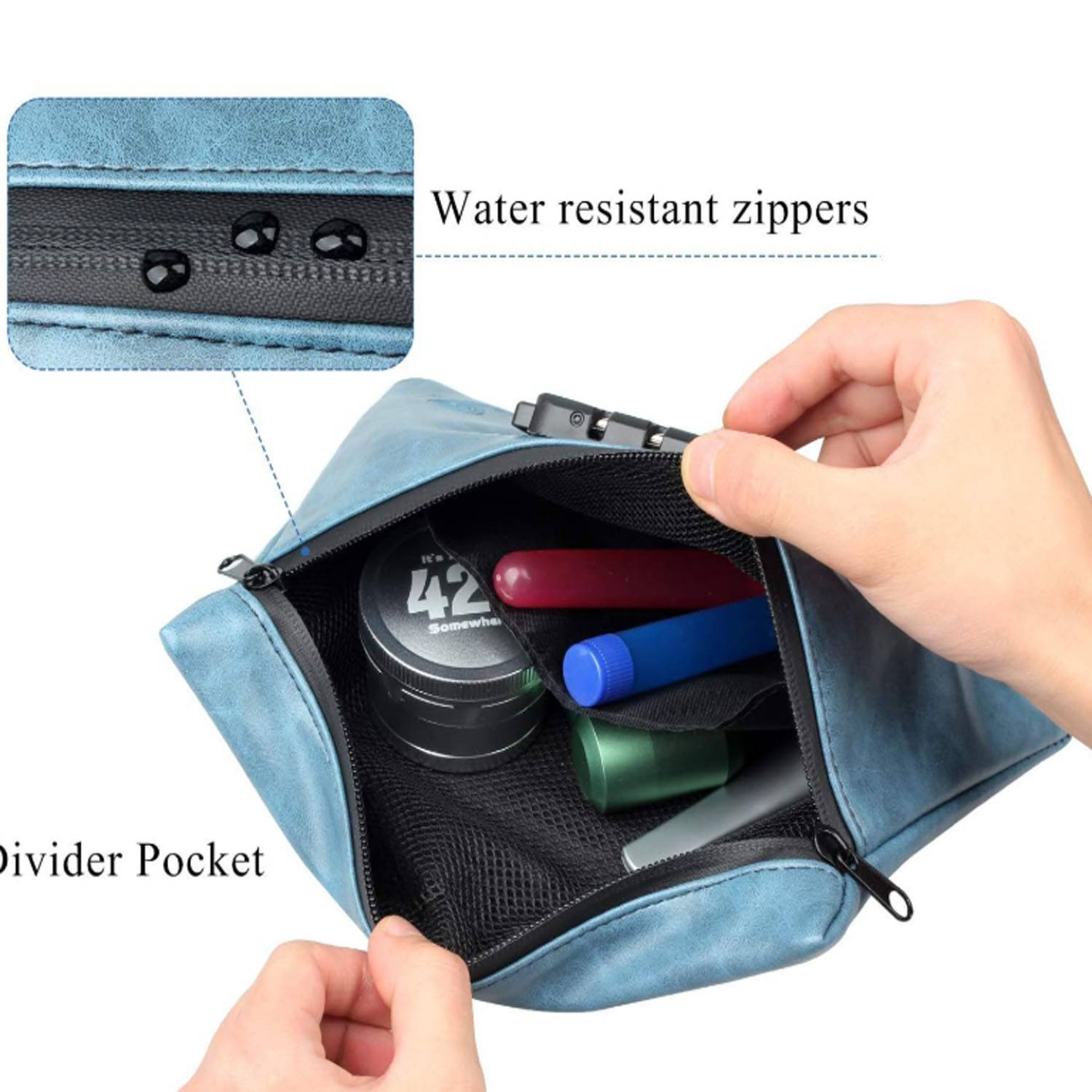 PU Leather Carbon Smell Proof Bag With Combination Lock 8