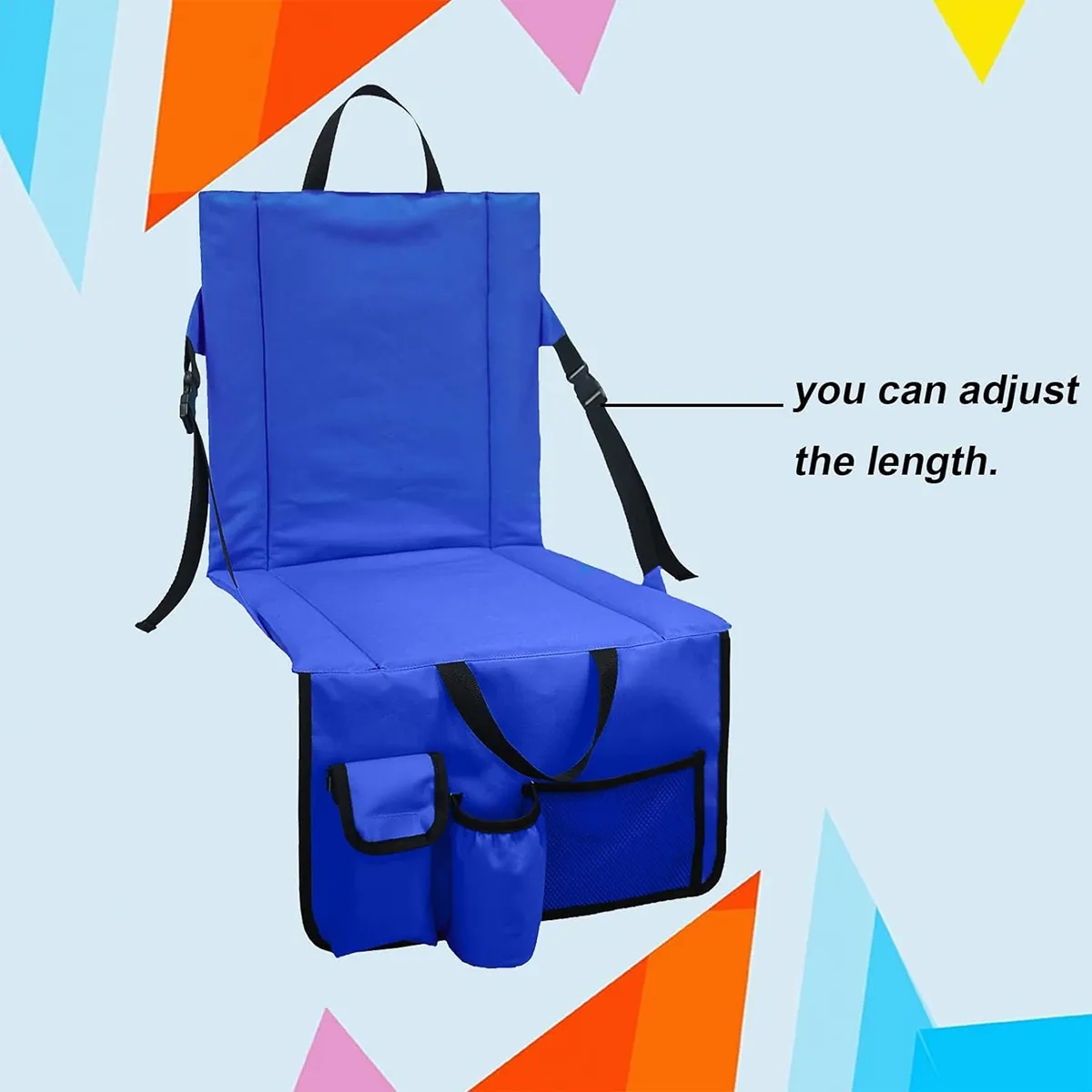 Folding Stadium Seat Cushion With Back Support Cup Holder 2