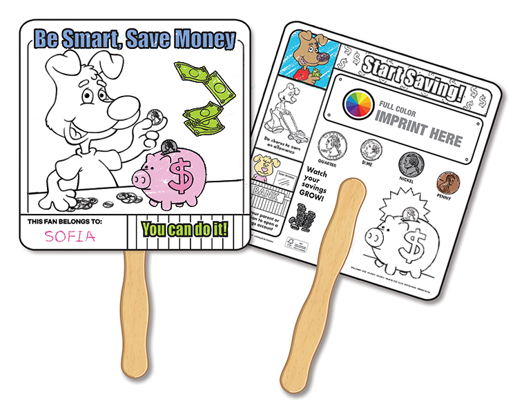 HAND FANS - Saving Money Coloring Hand Fan 2