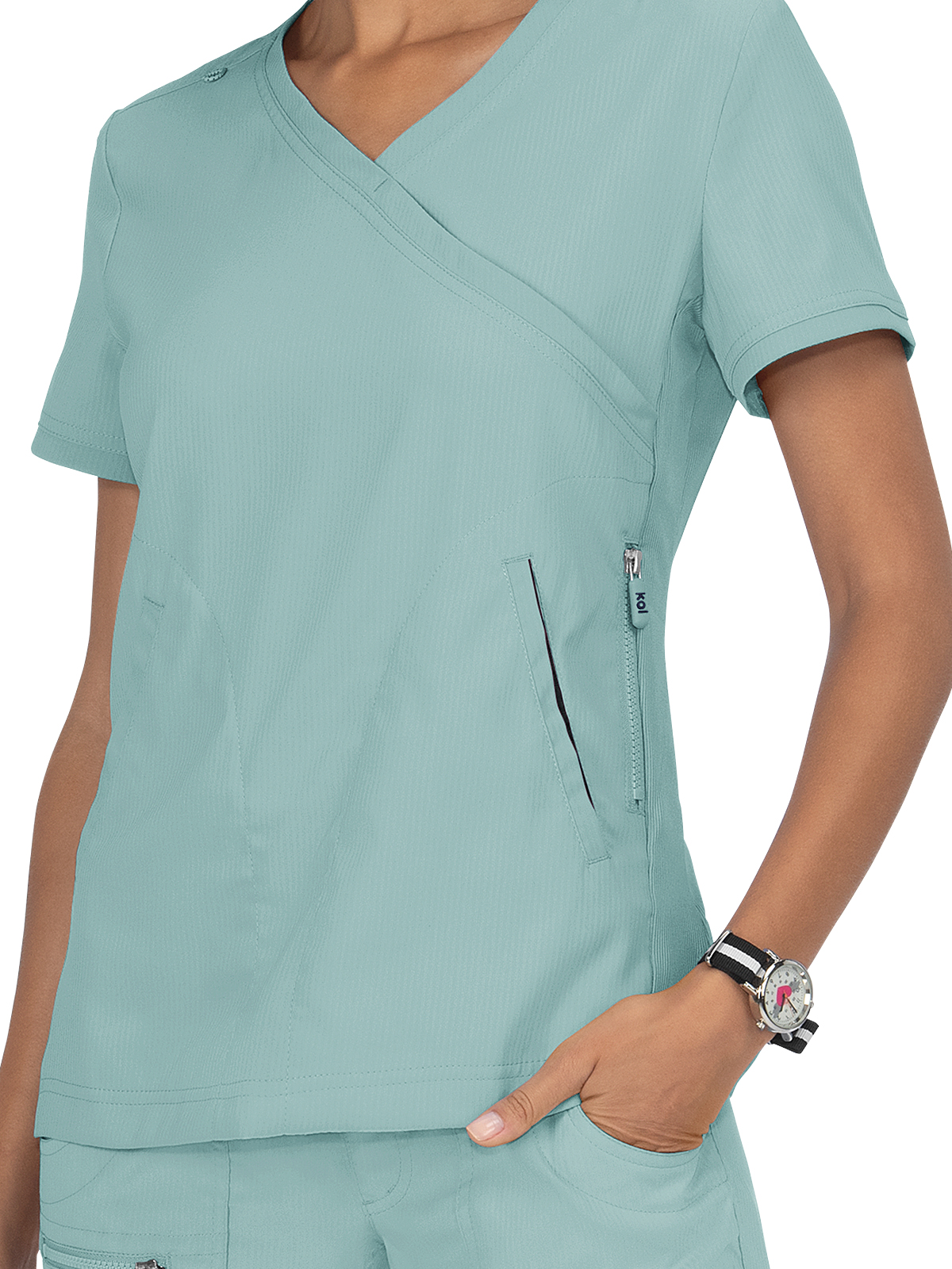 koi - Lite - Women's Three-Pocket Mock-Wrap Philosophy Top 62