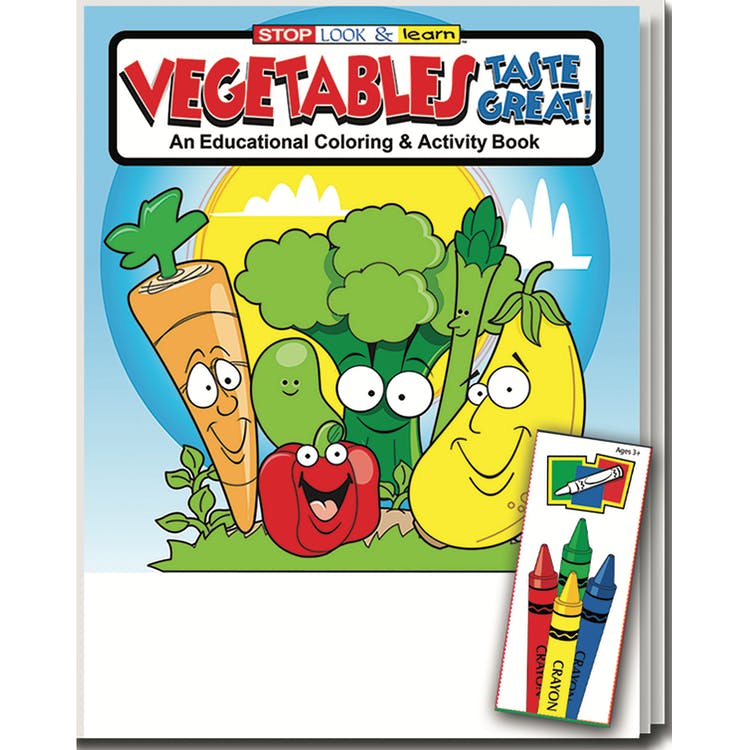 Vegetables Taste Great Coloring Book Sets - 4 Pack Crayons Ages 3-11 2