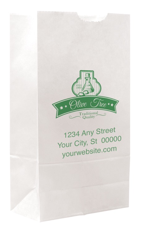 One Color 1-Sided SOS White Paper Bags (4.25" x 8.1875" x 2.375")