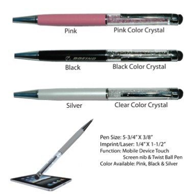 Crystal Capacitance Pen - Pearl White with Silver Trim 1