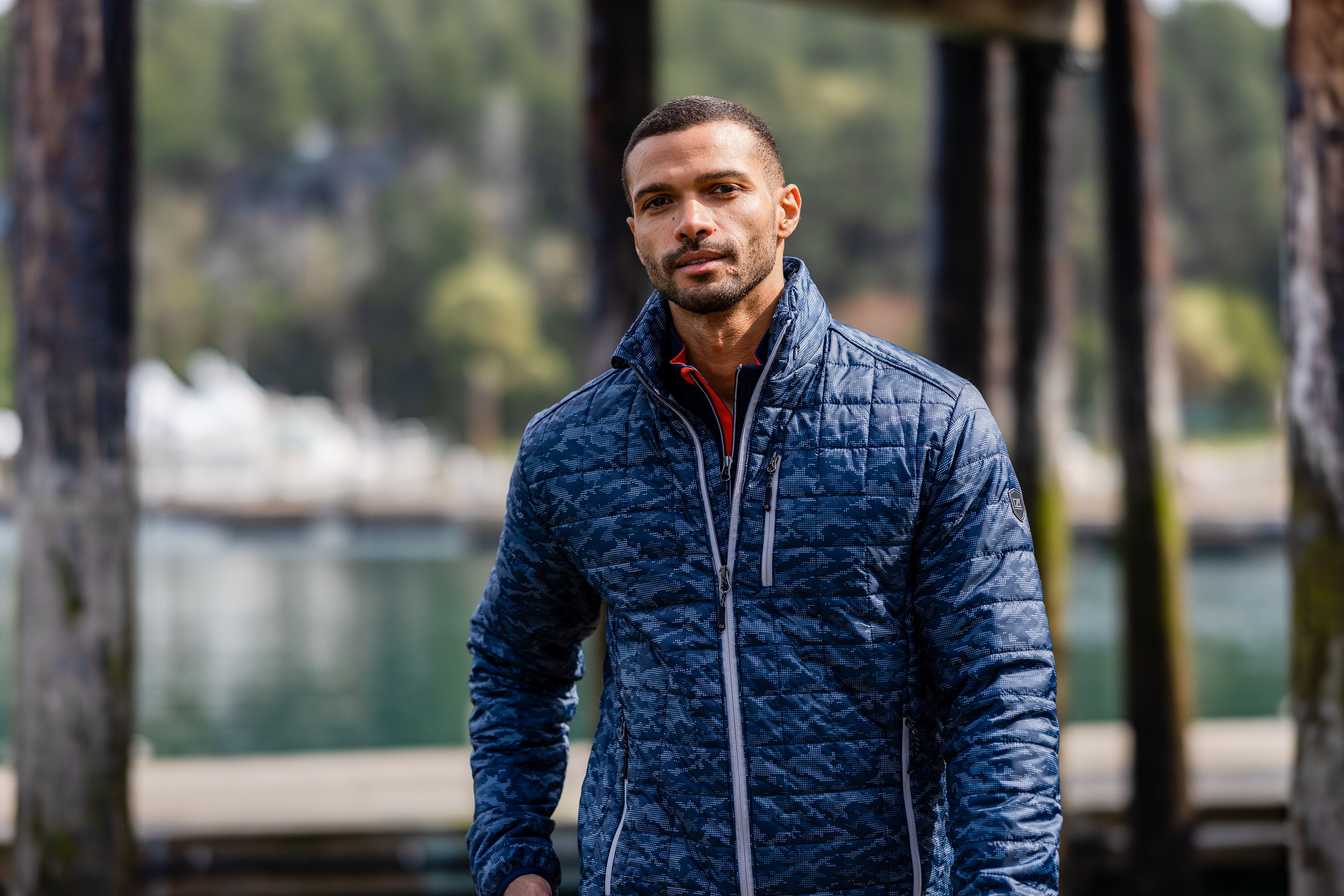 Cutter & Buck Rainier Recycled Insulated Printed Puffer Mens Full Zip Jacket 15