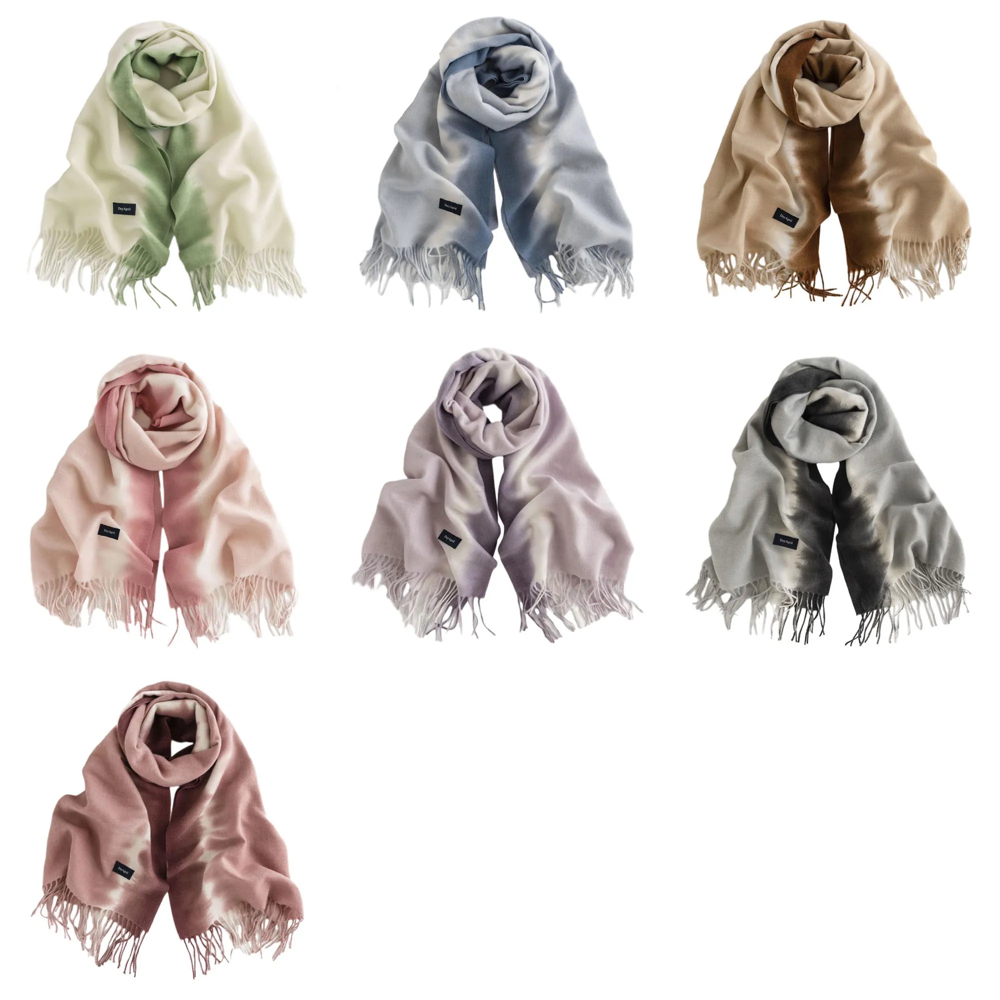 Tie-Dye Imitation Cashmere Scarf With Fringe 2
