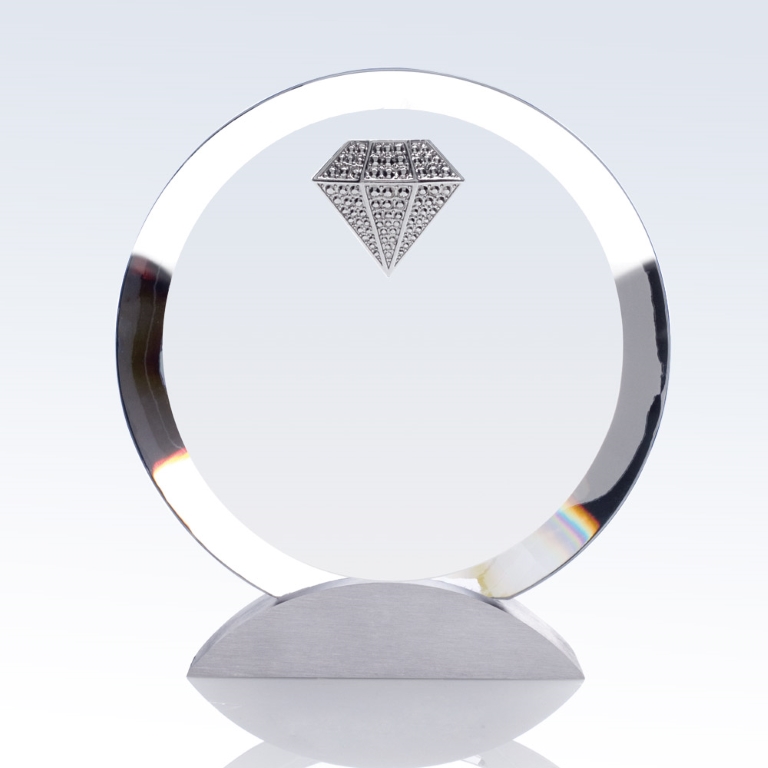 Luxury Diamond Circle Optic Crystal Award