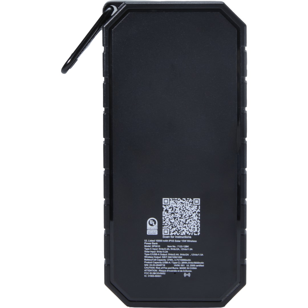 UL Listed 10000 IPX5 Solar 15W Wireless Power Ban 31
