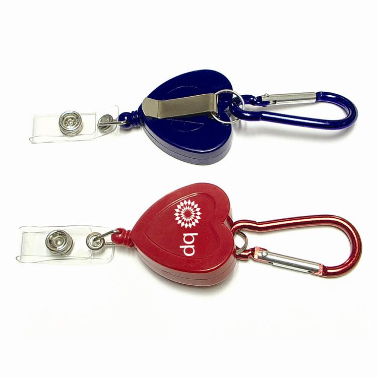 Heart shape 29" retractable badge holder with carabiner