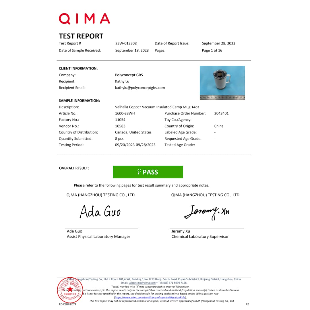 Valhalla Copper Vacuum Insulated Camp Mug 14oz 15