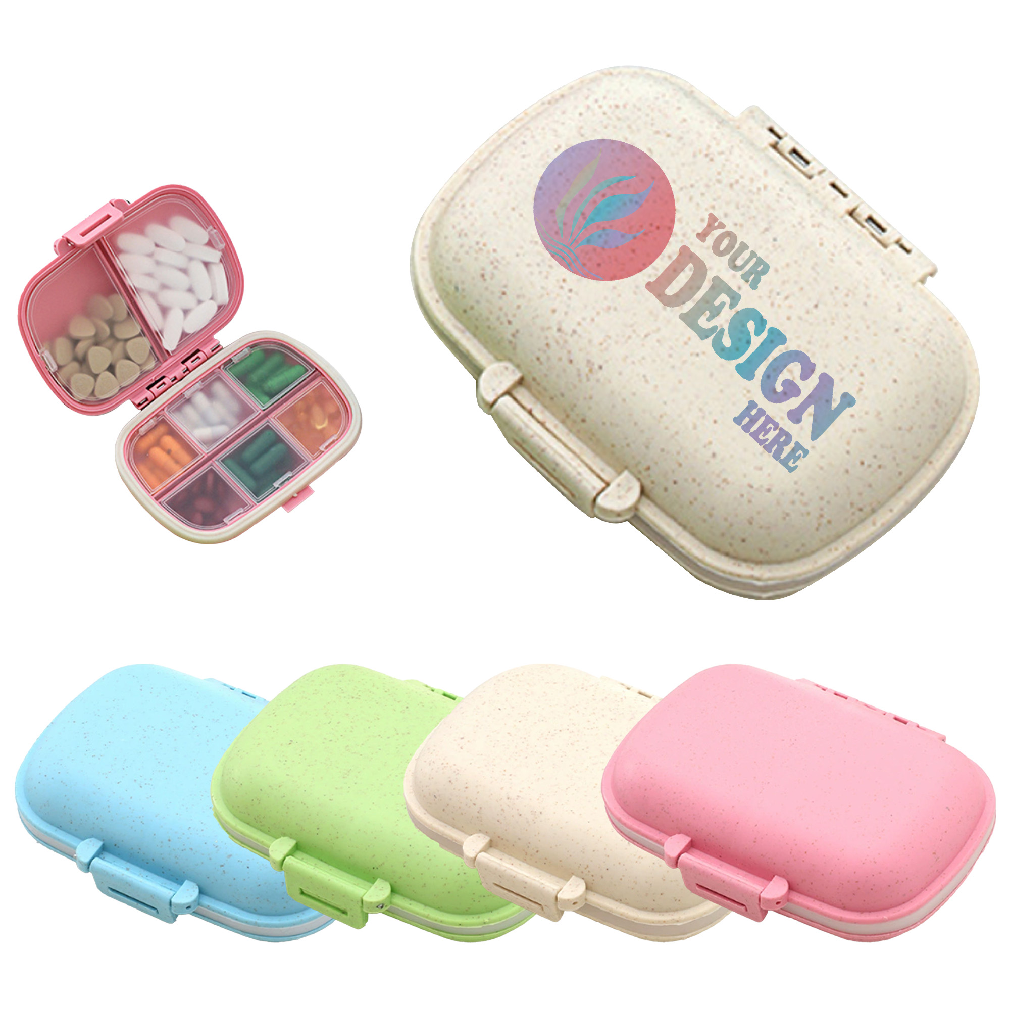 PP Plastic Portable 8-Compartment Sealed Pillbox 1