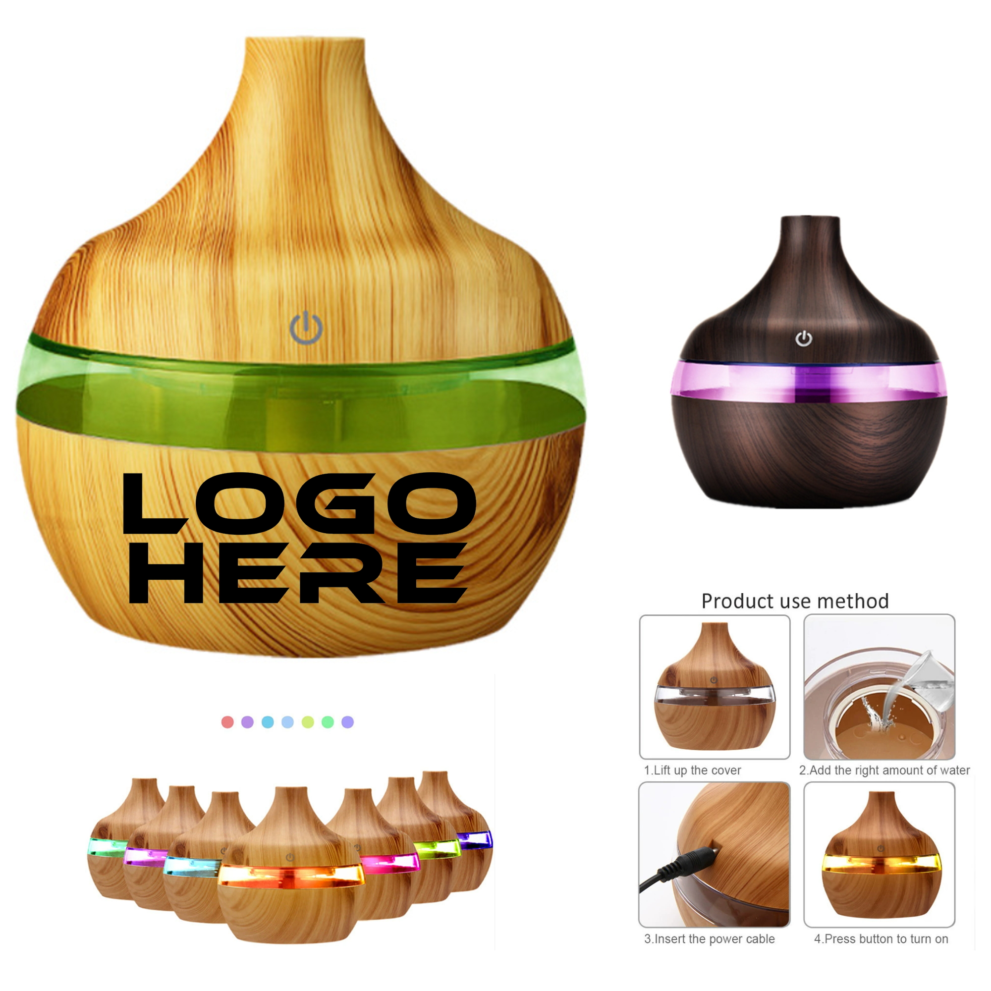 10oz USB Ultrasonic Aroma Diffuser Wood Grain 2