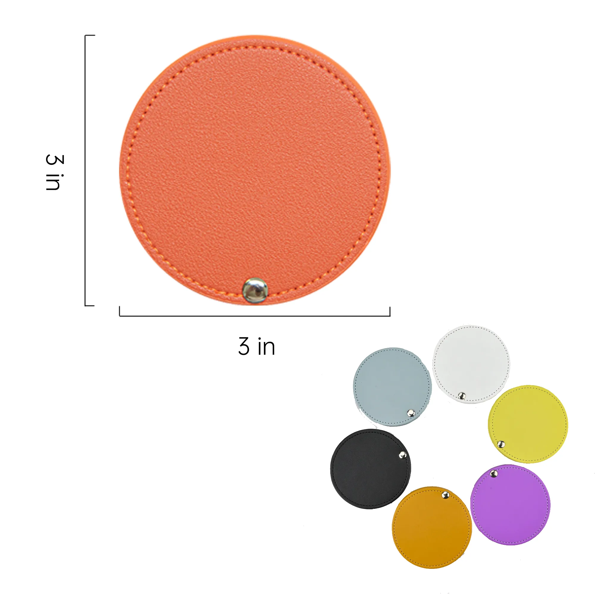 Elegant Mini PU Leather Single-sided Makeup Mirror 3