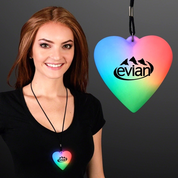 LED Deco Heart Necklace on Black String Lanyard 1