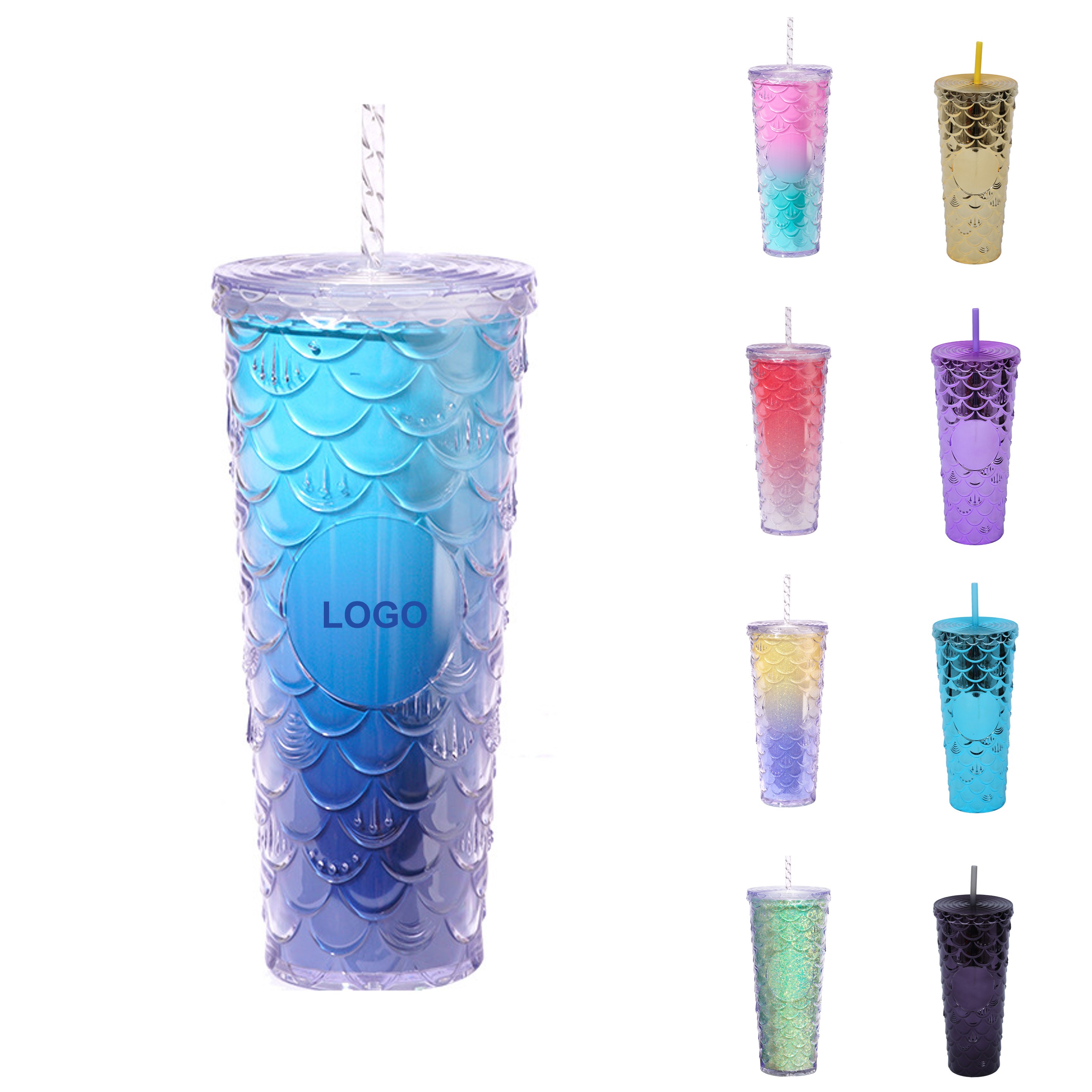 24 Oz. Plastic Tumbler w/Straw & Lid (Direct Import) 2