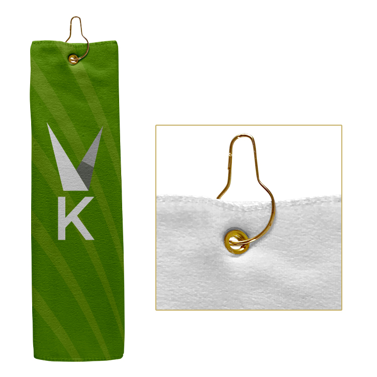Small Custom Full Color Grommeted Tri-Fold Golf Towel 3