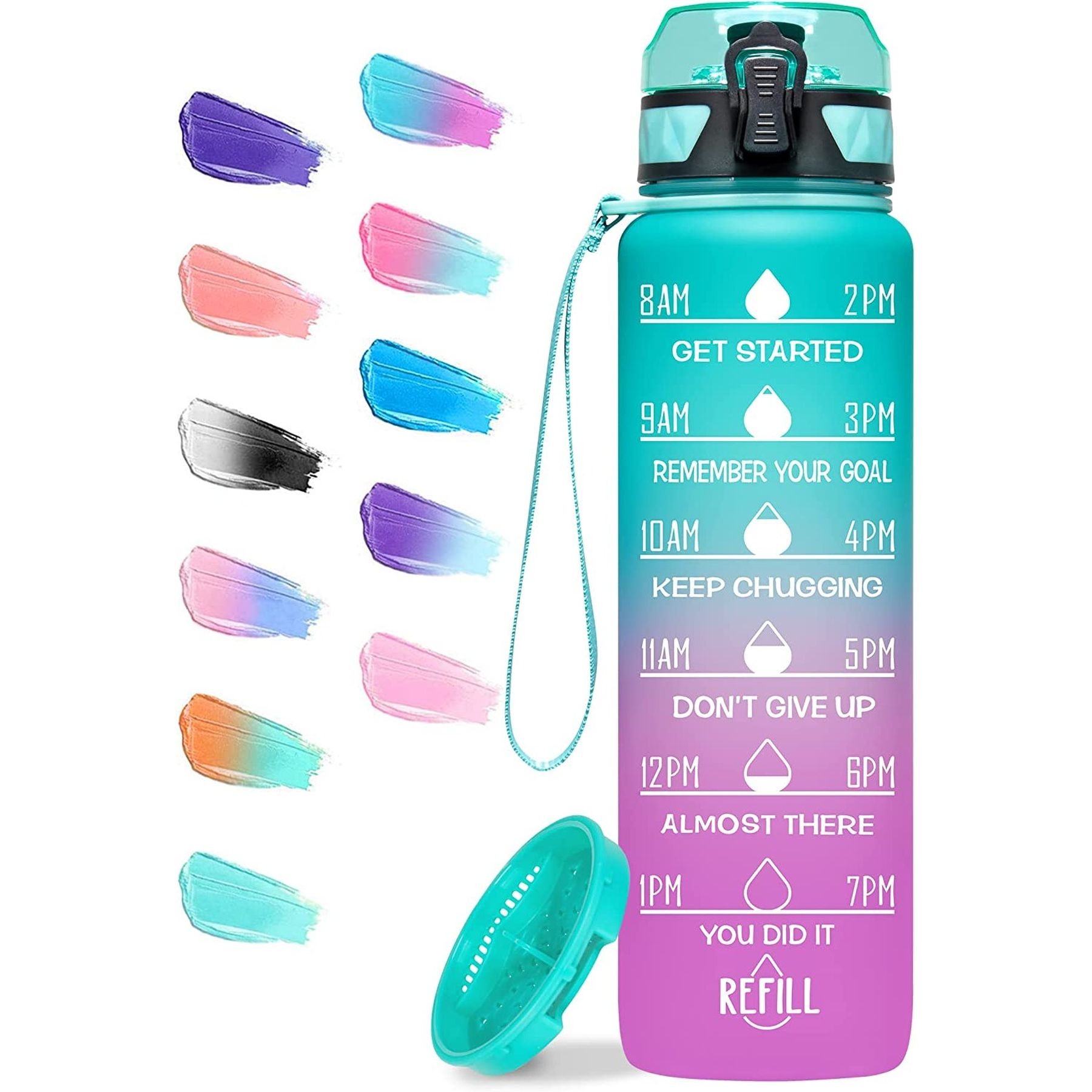 32Oz Motivational Fitness Leak-Proof Sports Water Bottle 10