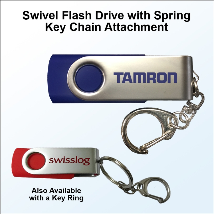 Swivel with Spring Key Flash Drive / USB - 2 GB Memory