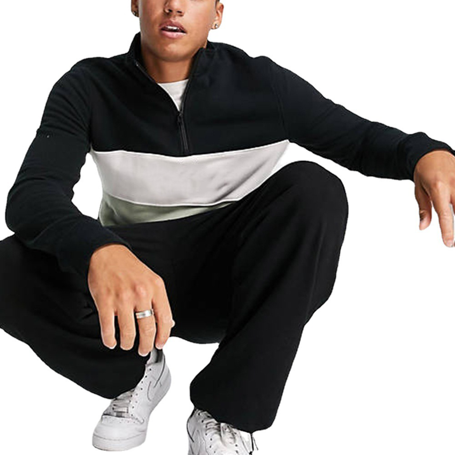 Three Color Patchwork Pure Cotton Sports And Leisure Hoodie 3