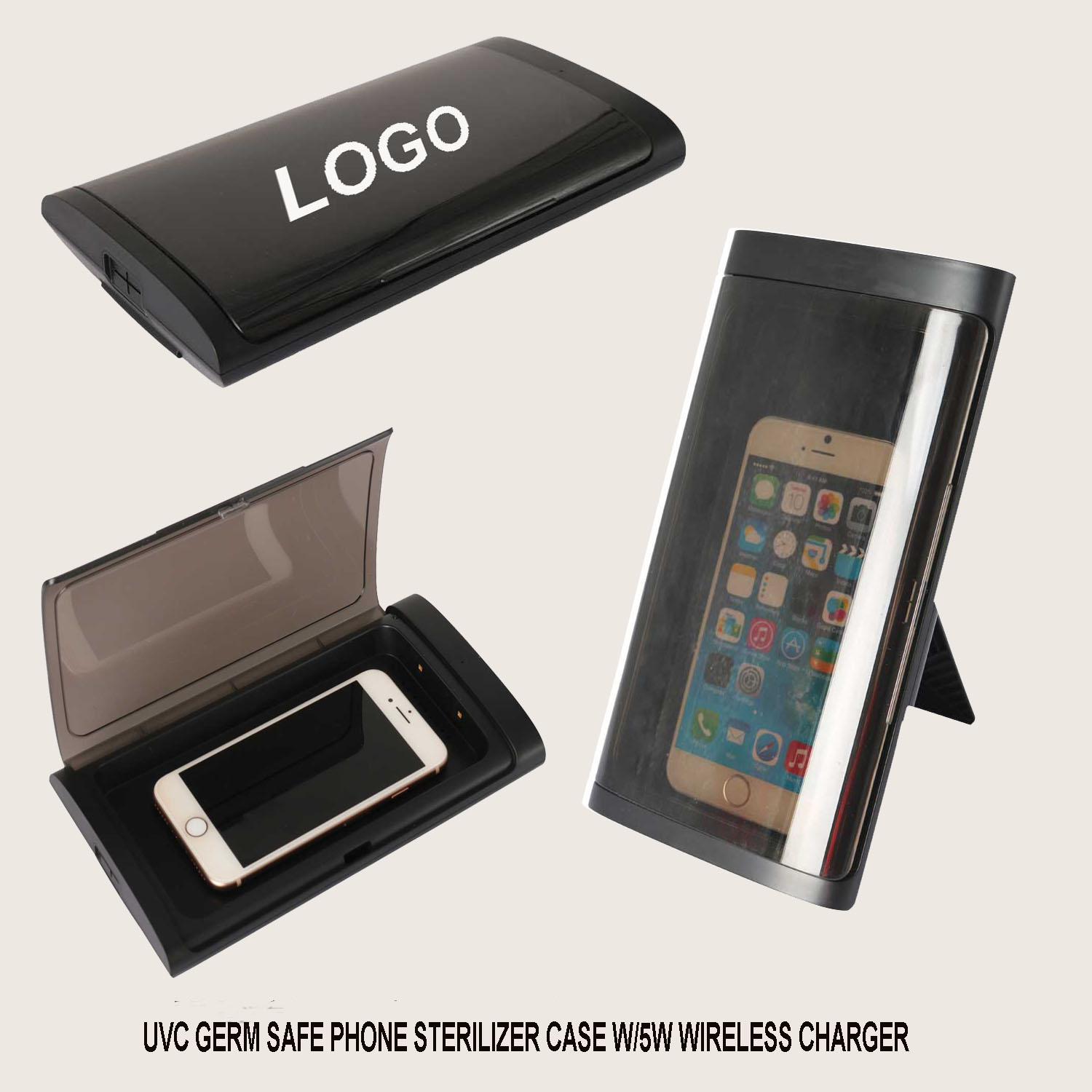 UVC GERM SAFE PHONE STERILIZER CASE W/5W WIRELESS CHARGER 2