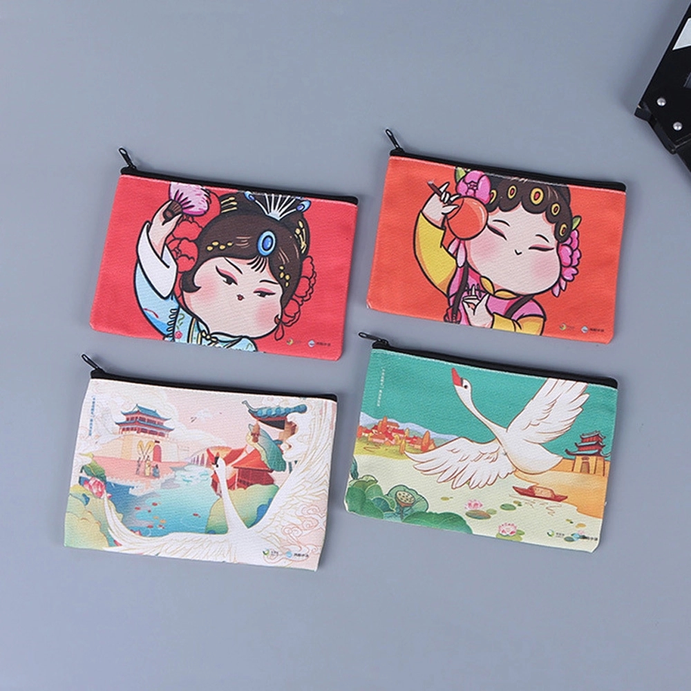 Canvas Travel Pouches Pencil Case Cosmetic Cotton Zipper Bag 3