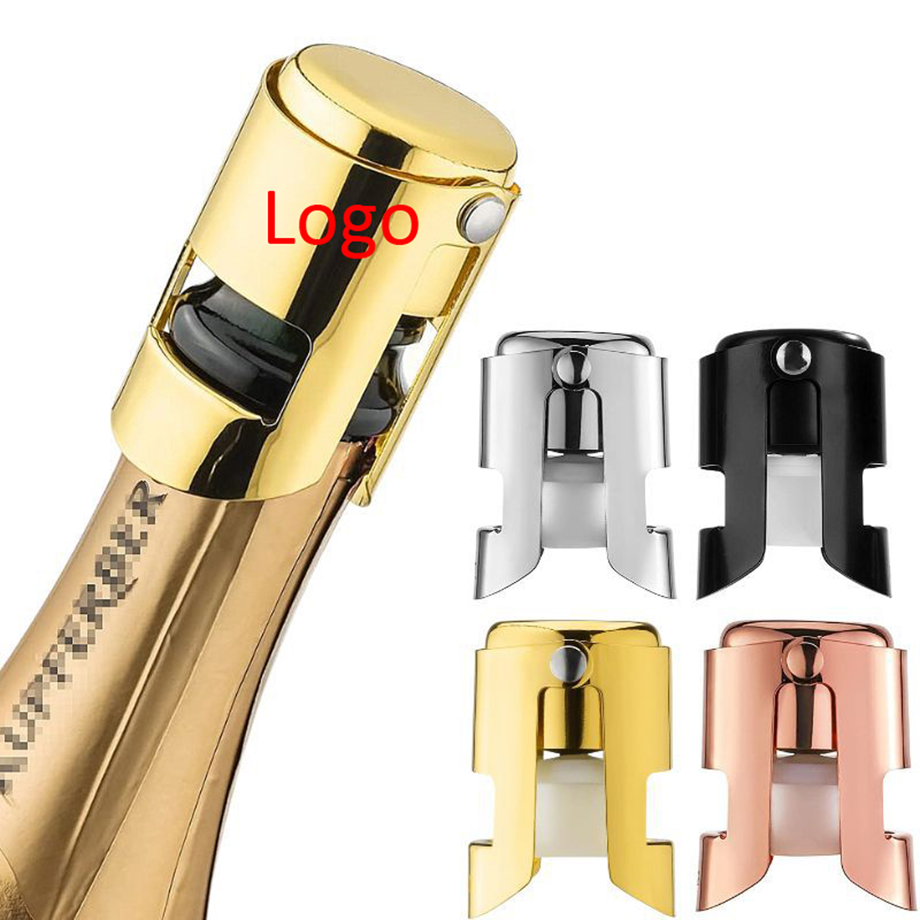 Champagne Bottle Stopper Stainless Steel, custom kitchen gadget with logo imprint 4