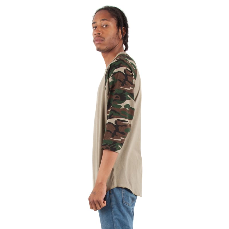 Shaka Wear Adult Three-Quarter Sleeve Camo Raglan T-Shirt 9