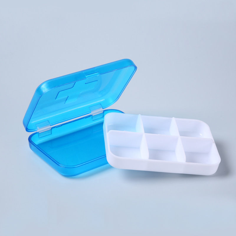 Portable Clear 6 Compartments Pill Box 7