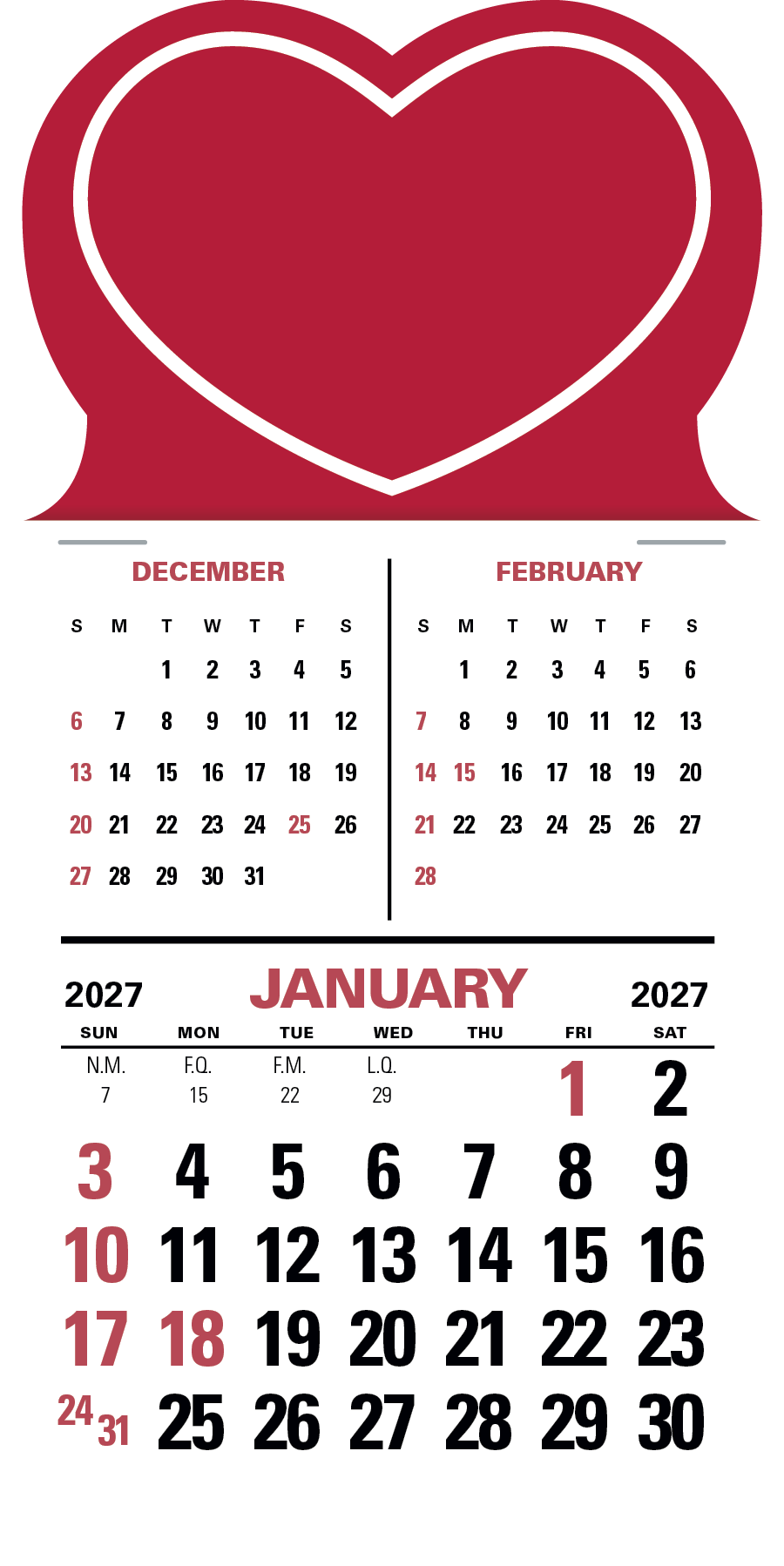 Triumph® Calendars Press-N-Stick 3-Month Vertical Calendar 8