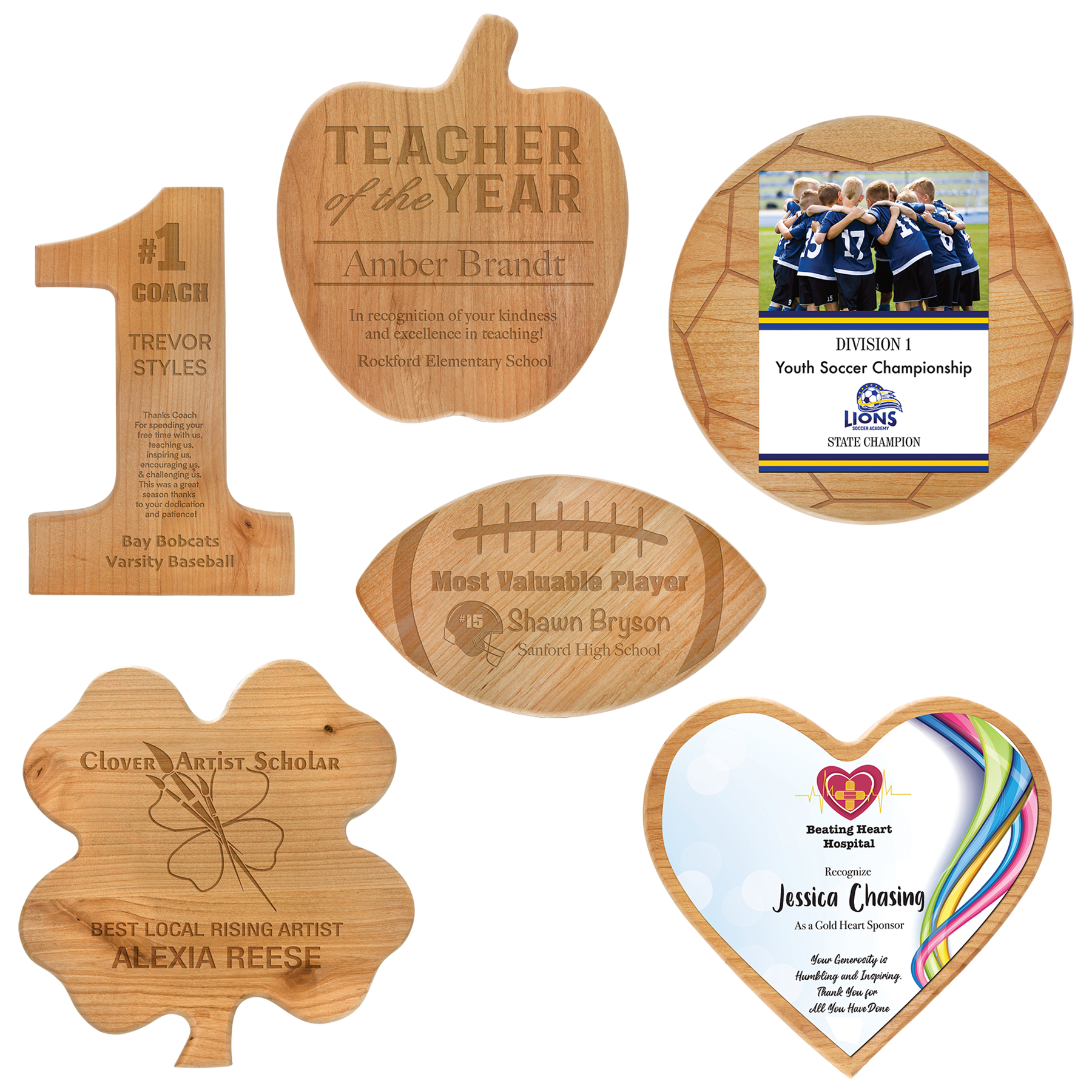 11" X 6 1/2" Alder Football Plaque 2