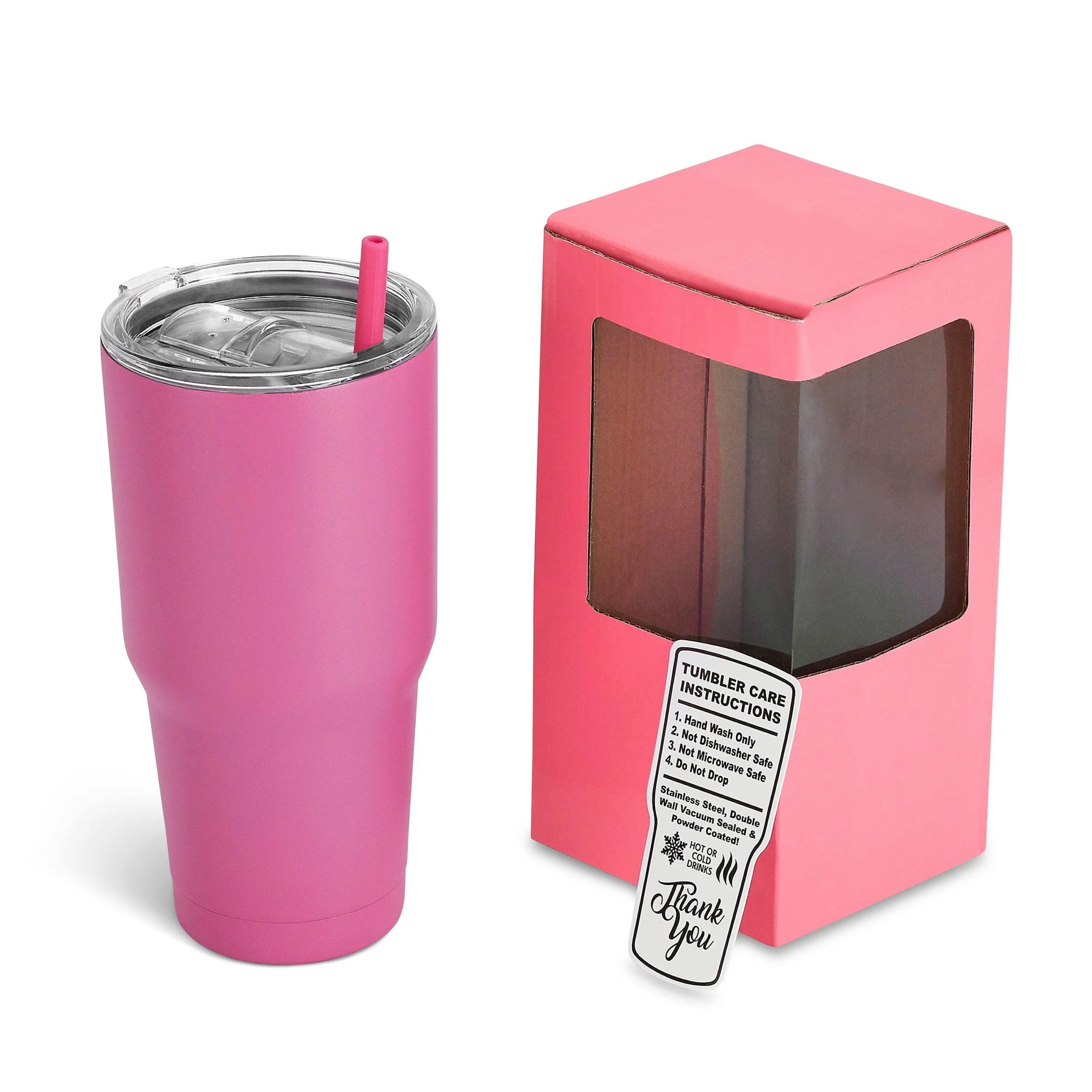 30 Oz. Unbranded Stainless Steel Tumbler w/ Color Matched Window Display Gift Box 2