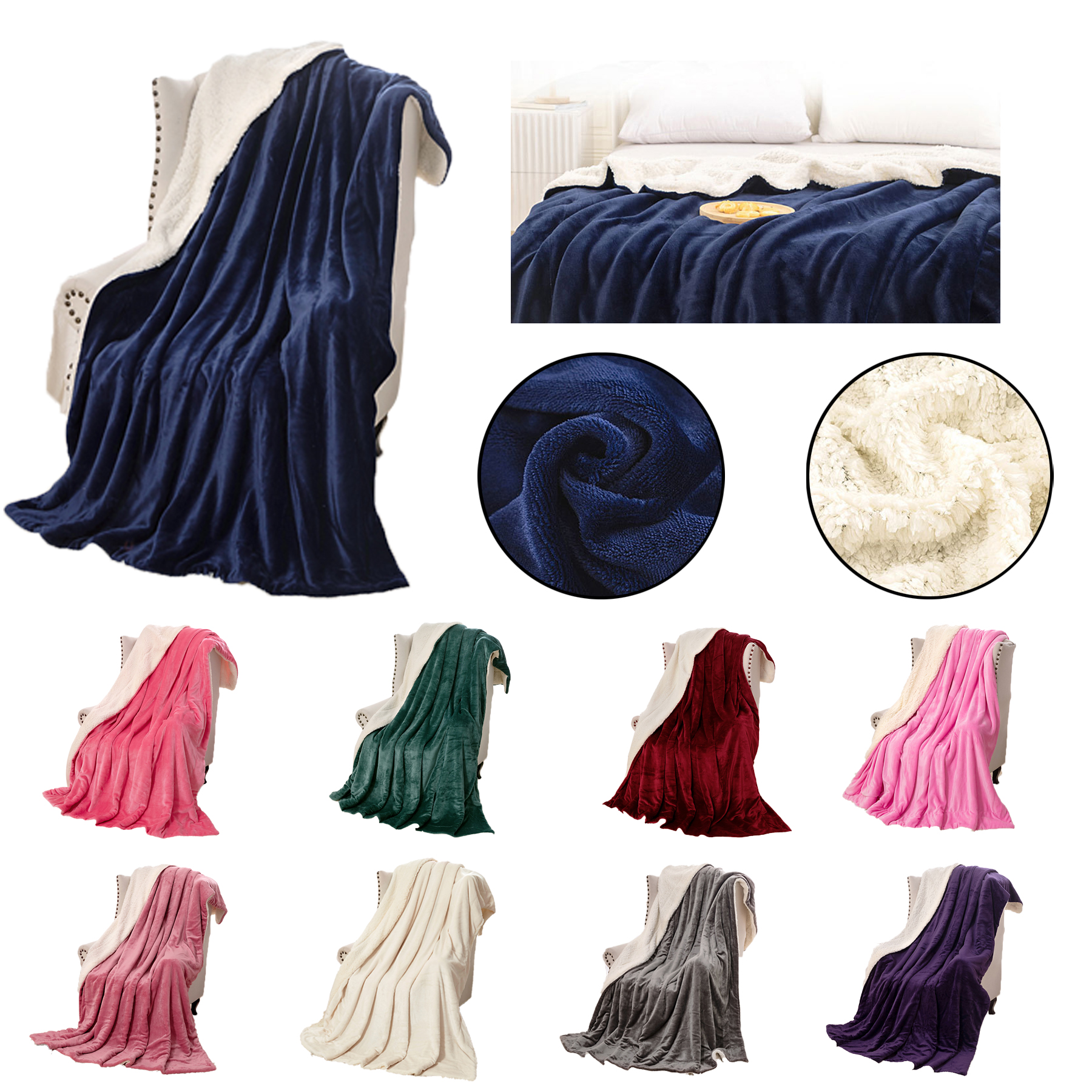 Sherpa Fleece Throw Blanket-60" x 80" 2