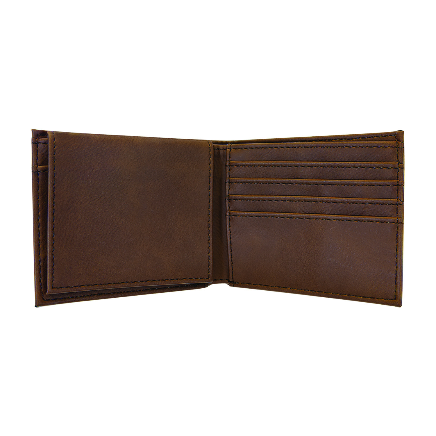 Dark Brown Leatherette Bi-Fold Wallet w/ Flip ID Display 2