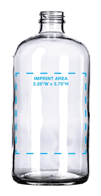 32 oz Clear Boston Round w/o Lids