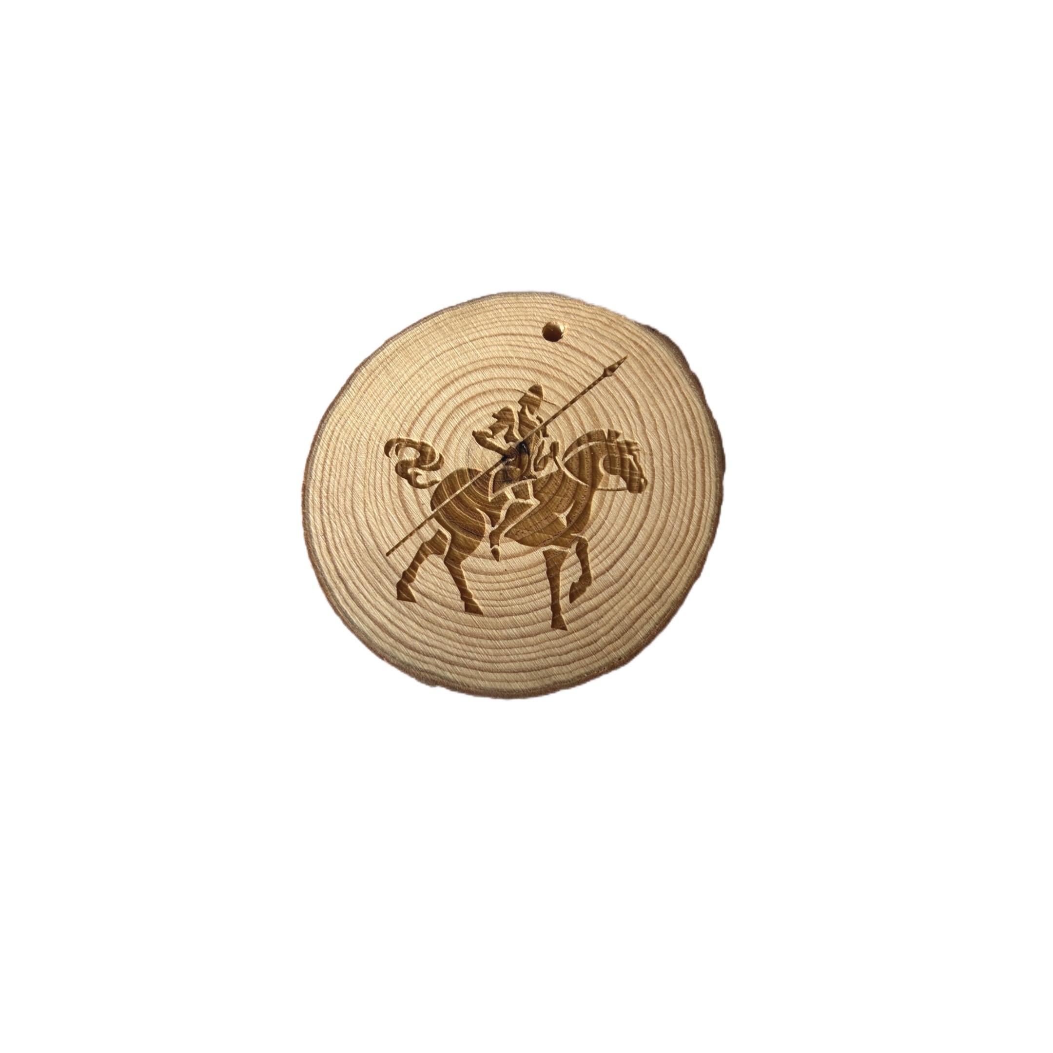 4" - Engraved Pine Ornament with Jute Rope (0.4"Thick) 4