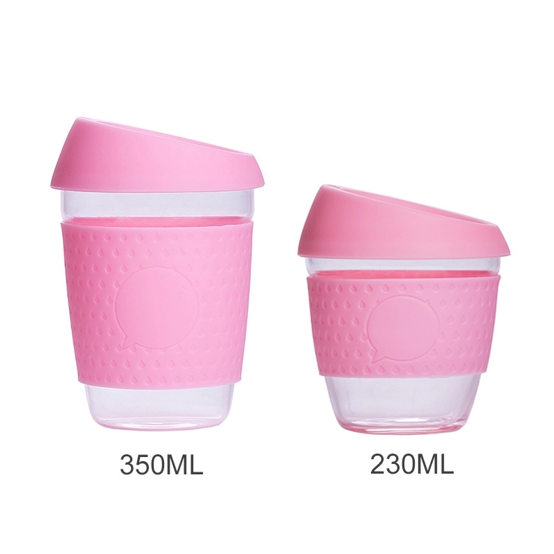Reusable Glass Coffee Mug Travel Cup with Spill Proof Lid 8